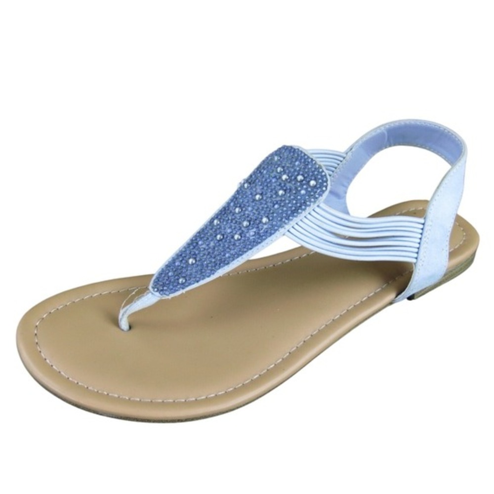 SM‎ New York Women's Ellie T-Strap Blue Textile Sz 8 Medium Gently Used 2025
